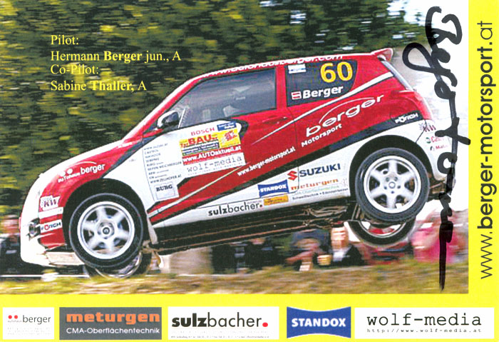 Suzuki Swift Sport, #60, Bosch Super Plus Rallye 2007, 14,6 x 10,0 cms