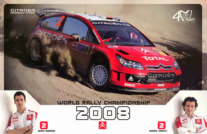 Citroën C4 WRC, #2, 22. Corona Rally México 2008, 20,0 x 13,0 cms