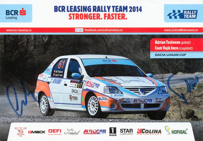 Dacia Logan, #61, 43. TESS Rally Romtelecom 2014, 20,9 x 14,8 cms